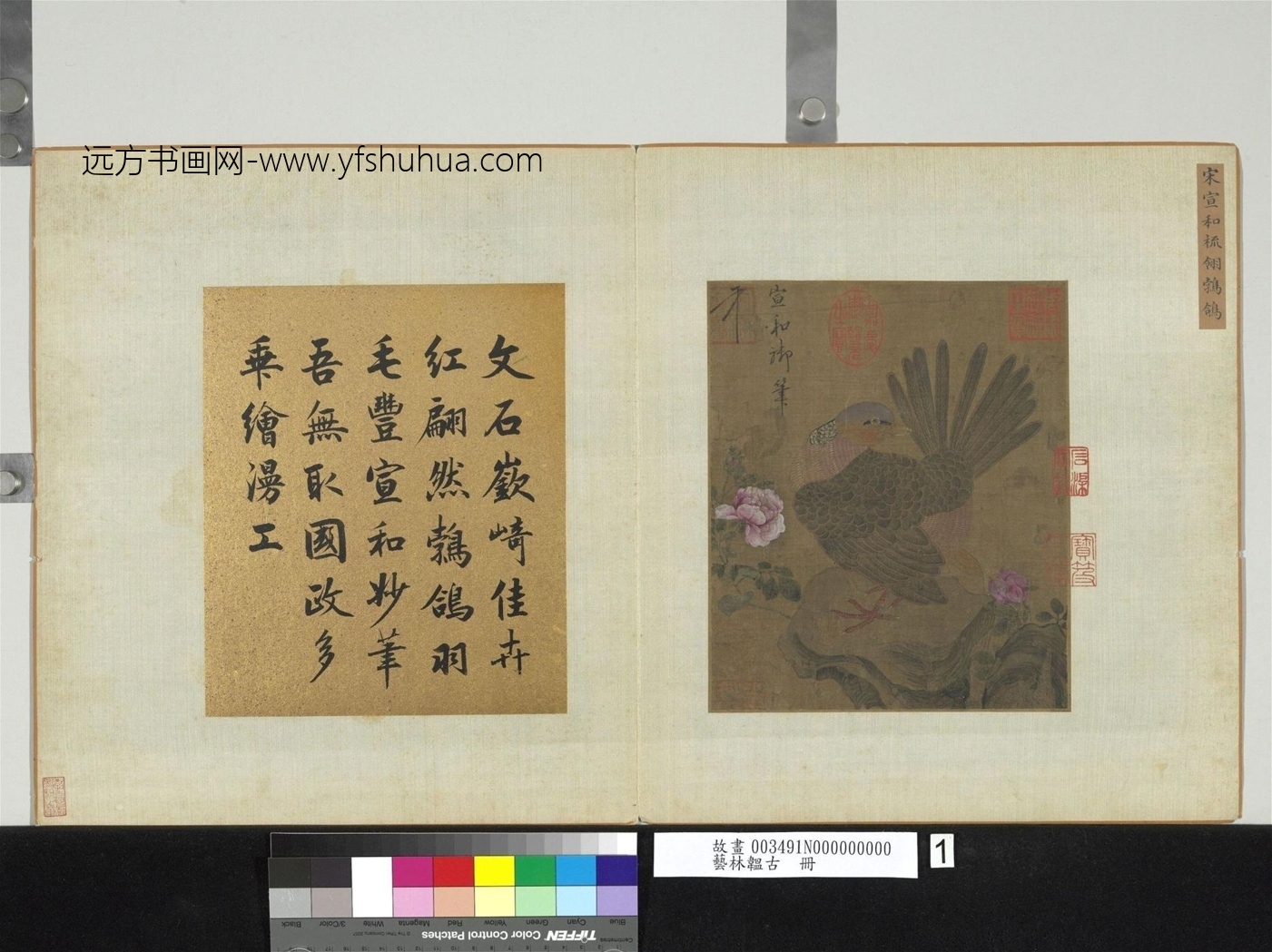 北宋_赵佶_艺林韫古册　宋徽宗梳翎鹁鸽